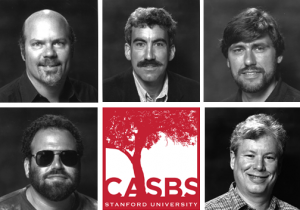 The CASBS logo and a collage of five researchers