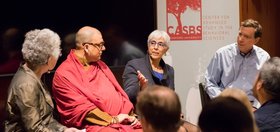CASBS fellows John Markoff, Arati Prabhakar, and Tenzin Priyadarshi