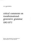 Critical comments on transformational-generative grammar 1962-1972