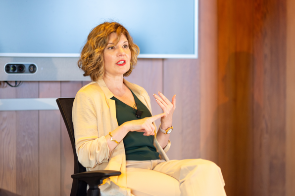 Close-up of Rachel Peric speaking