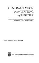 Generalization in the writing of history; a report