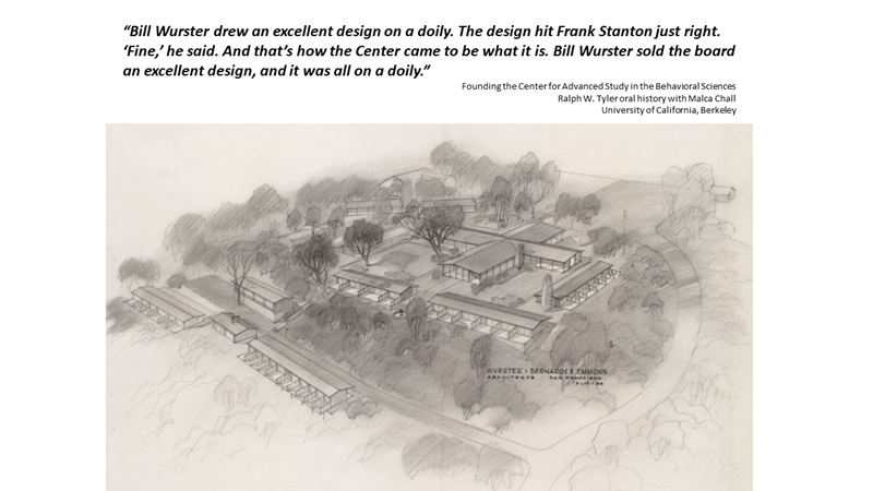 William Wurster sketch of CABS on a doily