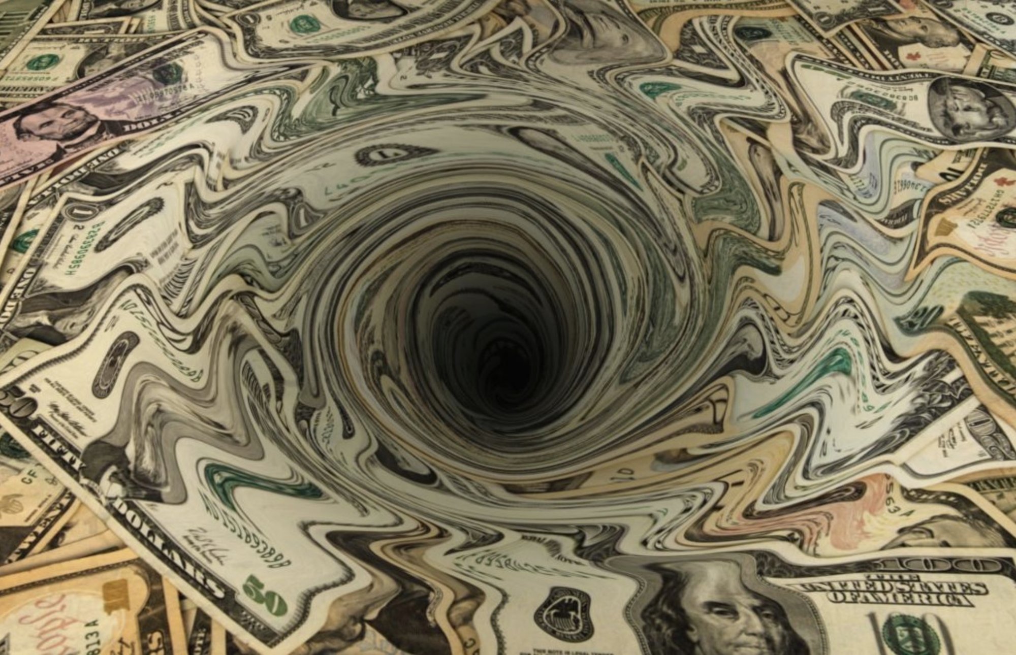 US bills swirling into a vortex