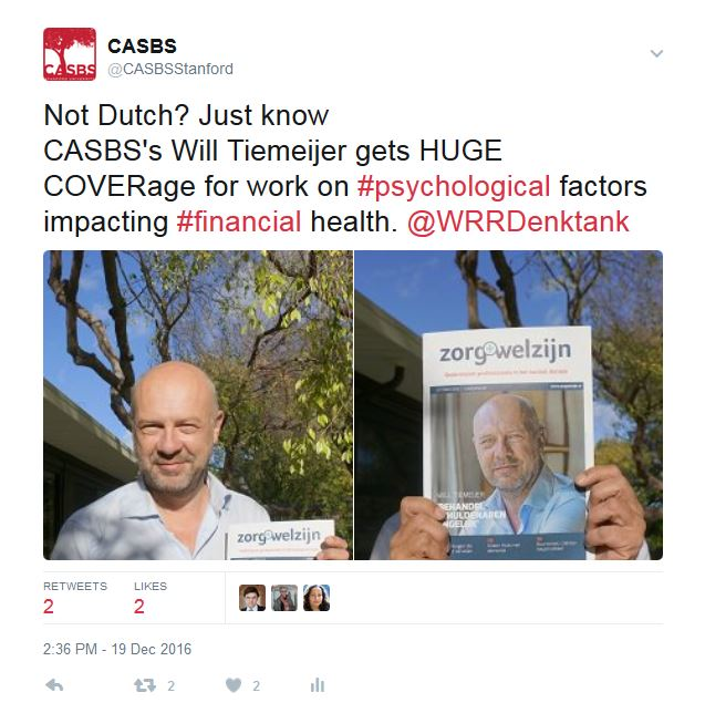 CASBS tweets about Will's cover story
