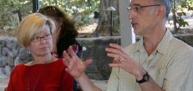 Shelley Correll next to another CASBS fellow