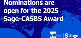 Graphic restating that nominations are open for the 2025 Sage-CASBS Award
